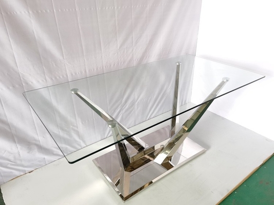 Glasspeisetisch mit 6 Stuhl-Edelstahl-Marmor-Stein-Speisetischen
