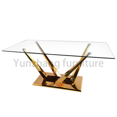 Moderne Hotel-Möbel mit Glastischplatten-Goldstahlspeisetische
