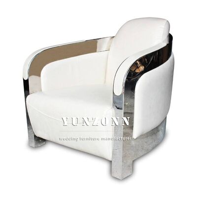 Nordischer Stil Einzelsofa mit Leder und Edelstahlrahmen für Hotel-Wohnzimmermöbel