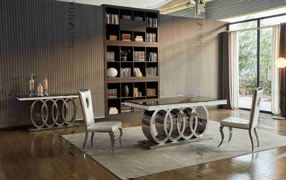 Schwere Basis-modernes Luxus Speisetisch Schwarzglas-Spitzen-Speisetisch L200xW100xH75cm