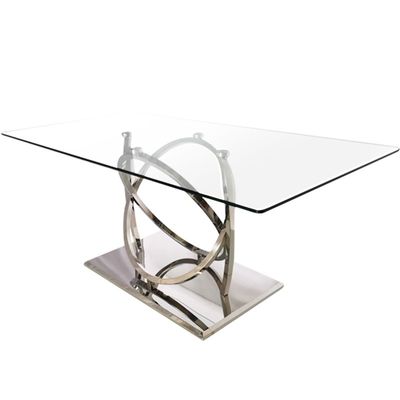 Silbernes Luxusmetallspeisetisch mit Klarglas für Esszimmer