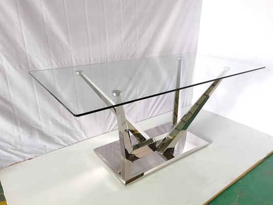 Glasspeisetisch mit 6 Stuhl-Edelstahl-Marmor-Stein-Speisetischen