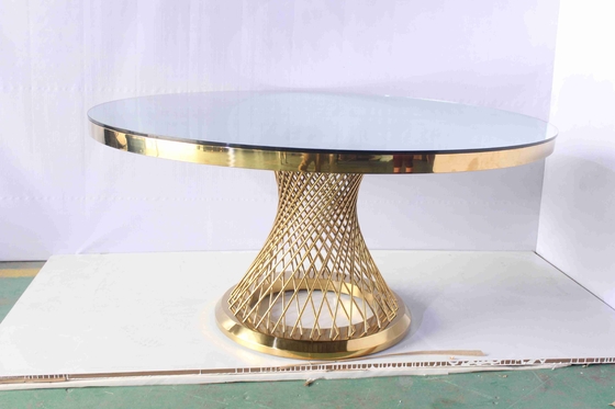 Tischplatte aus Kunstmarmor, moderner Esstisch mit Sockel, goldenes Gestell aus Edelstahl