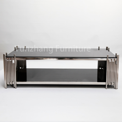 Chrome-Einrichtungsgegenstände-rechteckiges Mitteltabellen-Sofa Table With Double Tempered-Glas