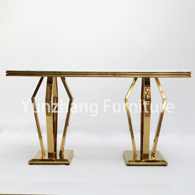 Hotel-Möbel-Quadrat-Tisch- für Systemkonsolemarmorplatte-Edelstahl-Rahmen-Goldfarbe