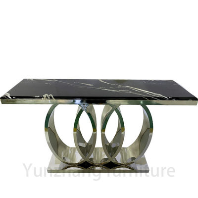 Moderne Art-Rechteck-Marmor-Speisetisch-weiße Tabellen-und Goldgestell-Basis