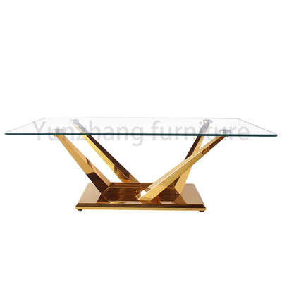 Einzigartiger Quadrat-Speisetisch-Metallfuß milderte Glasplatte für Esszimmer