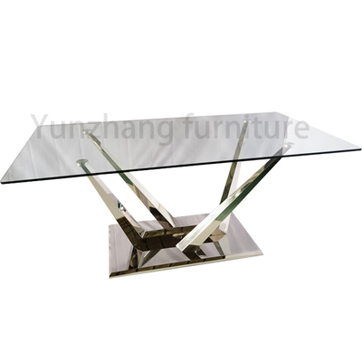 Silberne Farbmodernes Luxus Speisetisch glatten ausgeglichenes Glas-hoch entwickelten Speisetisch