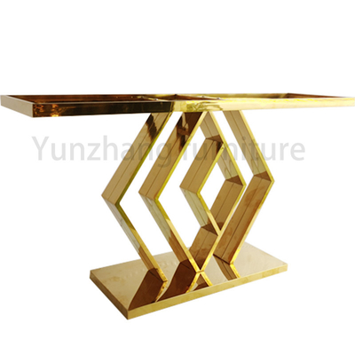 Rauten-Basis-goldene Marmortischplatten-Speisetisch-Wohnzimmer-Möbel