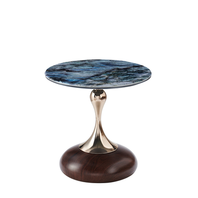 Luxus-Zentrumstisch Moderne Wohnzimmermöbel Runder gebogener Endtisch Schwarz-Gold-Metall-Glas-Kafetisch