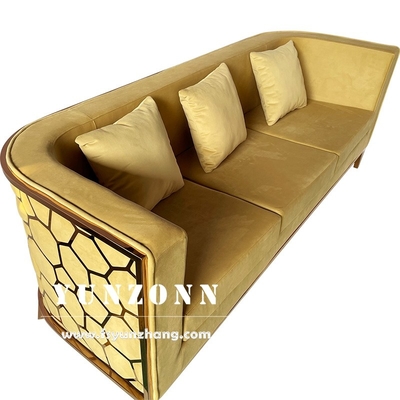 Modernes Gold aus Edelstahl Luxusofa Set Möbel Wohnzimmer Grünes Samt Stoffsofa