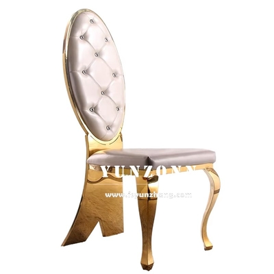 Mode Fischschwanzbeine Hochzeitsstuhl Gold Edelstahl Kristallknopf Bankettstuhl für Hotel Luxusrestaurant