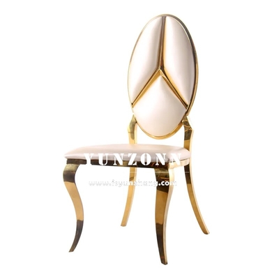 Hot Sale Fancy Benz Design Rücken Esszimmer Möbel Gold Edelstahl Bankett Stuhl für Hotel Hochzeitsfeier Party