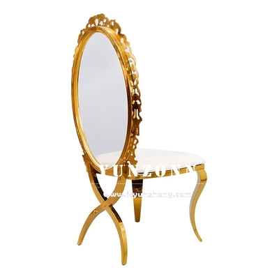 Fancy Acryl Sonnenblumen Rücken Gold Zuhause Esszimmer Stuhl Stapeln Edelstahl Hochzeitsstuhl für Hotel Bankett Party verwendet