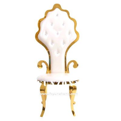 Großhandel Gold Edelstahl Braut und Bräutigam Stuhl Hochrücken Hochzeit König Thronstuhl