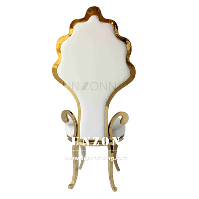 Großhandel Gold Edelstahl Braut und Bräutigam Stuhl Hochrücken Hochzeit König Thronstuhl