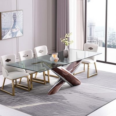 Einzigartige moderne rechteckige Sitze des Glas-Speisetisch-8 für Familie