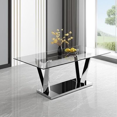 6 Sitzmoderne Luxusspeisetische mit den ausgeglichenen Glasstahlbeinen für 8 Menschen