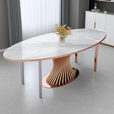 Marmor polierte moderne Luxusspeisetische in silberner Rose Gold Color
