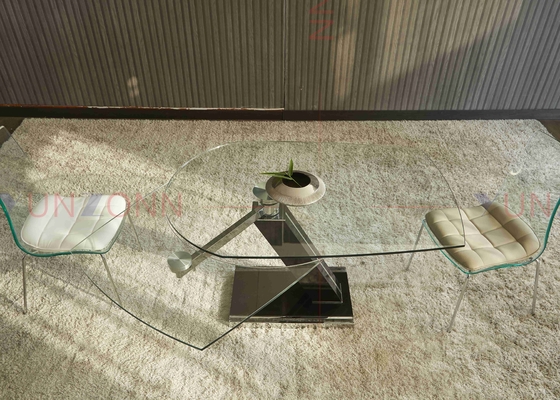 Ausdehnbarer flexibler Multifunktionsspeisetisch mit der zwei Blatt-Glasplatte