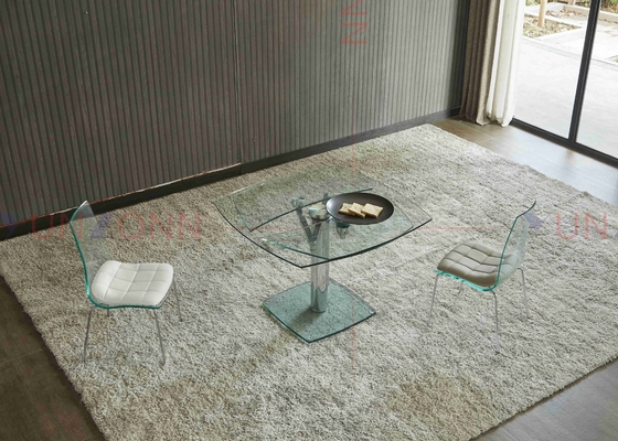Ausdehnbarer flexibler Multifunktionsspeisetisch mit der zwei Blatt-Glasplatte