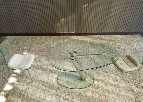 Ausdehnbarer flexibler Multifunktionsspeisetisch mit der zwei Blatt-Glasplatte