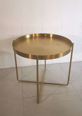 Edelstahl des goldenes Metallseitentee-Tabellen-Couchtisch-D60xH50cm 201