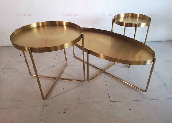 Edelstahl des goldenes Metallseitentee-Tabellen-Couchtisch-D60xH50cm 201