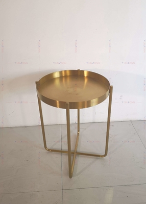 Edelstahl des goldenes Metallseitentee-Tabellen-Couchtisch-D60xH50cm 201