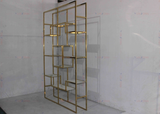Edelstahl-goldenes modernes Weinregal-Kabinett-Licht-klassischer Luxus