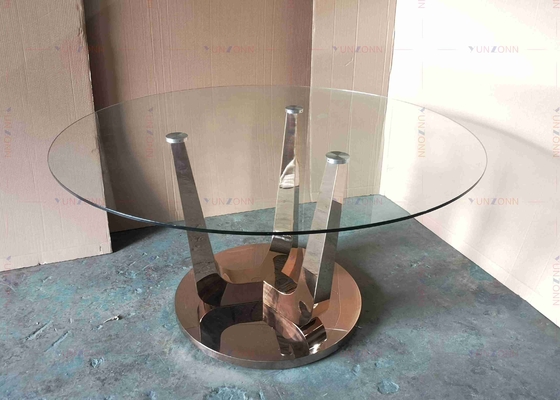 SS basieren moderne Luxusspeisetische polieren Glasspeisetisch einstellten für 4