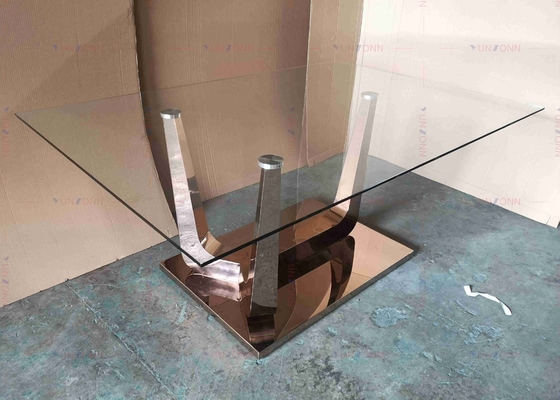 SS basieren moderne Luxusspeisetische polieren Glasspeisetisch einstellten für 4