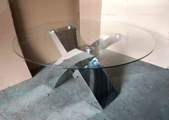 SS basieren moderne Luxusspeisetische polieren Glasspeisetisch einstellten für 4