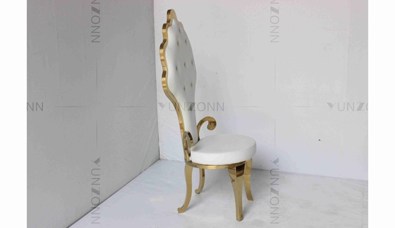 Weißer PU Großhandel Braut und Bräutigam Hochzeit Edelstahl Gold Hochstuhl