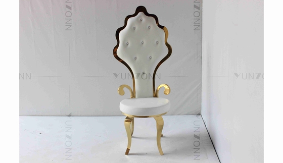 Weißer PU Großhandel Braut und Bräutigam Hochzeit Edelstahl Gold Hochstuhl