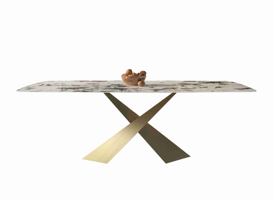 Helles Felsen-Brett-stellt kleiner Wohnungs-Speisetisch-Stuhl nordisches modernes Licht-Luxusbronzeesszimmer-Satz ein