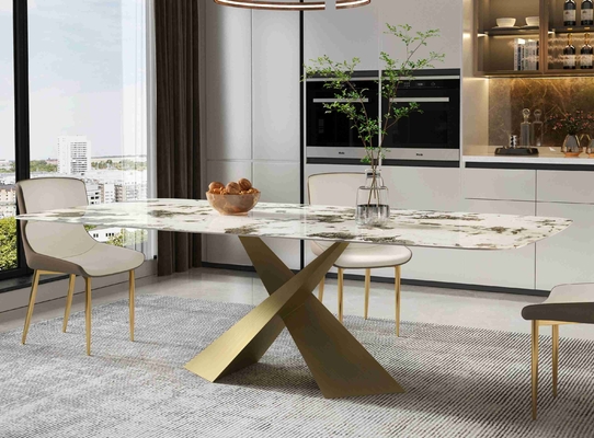 Helles Felsen-Brett-stellt kleiner Wohnungs-Speisetisch-Stuhl nordisches modernes Licht-Luxusbronzeesszimmer-Satz ein