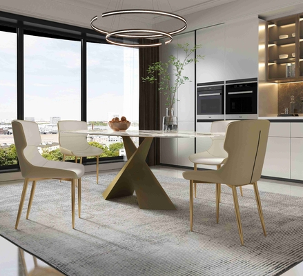 Helles Felsen-Brett-stellt kleiner Wohnungs-Speisetisch-Stuhl nordisches modernes Licht-Luxusbronzeesszimmer-Satz ein