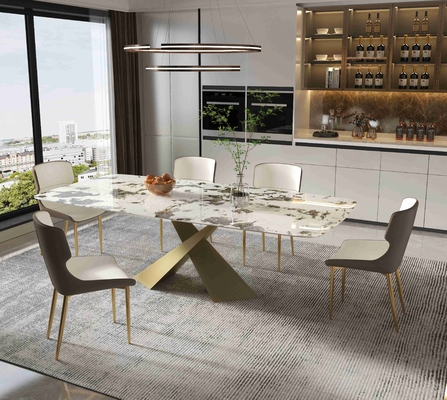 Helles Felsen-Brett-stellt kleiner Wohnungs-Speisetisch-Stuhl nordisches modernes Licht-Luxusbronzeesszimmer-Satz ein