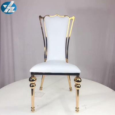 Weißes schwarzes königliches Kronen-Stuhl-Hochzeits-Bankett-Stuhl-Edelstahl-Gold ringsum Stuhl-Beine