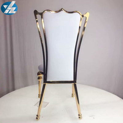Weißes schwarzes königliches Kronen-Stuhl-Hochzeits-Bankett-Stuhl-Edelstahl-Gold ringsum Stuhl-Beine