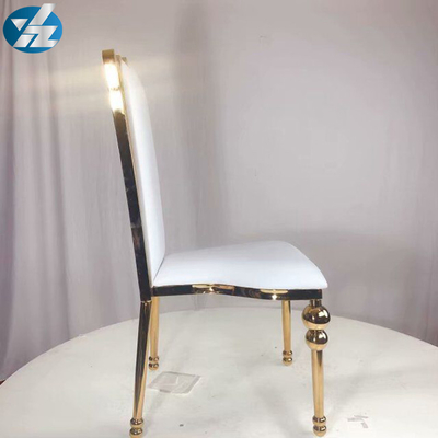 Weißes schwarzes königliches Kronen-Stuhl-Hochzeits-Bankett-Stuhl-Edelstahl-Gold ringsum Stuhl-Beine
