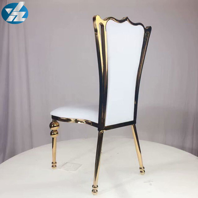 Weißes schwarzes königliches Kronen-Stuhl-Hochzeits-Bankett-Stuhl-Edelstahl-Gold ringsum Stuhl-Beine