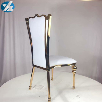 Weißes schwarzes königliches Kronen-Stuhl-Hochzeits-Bankett-Stuhl-Edelstahl-Gold ringsum Stuhl-Beine