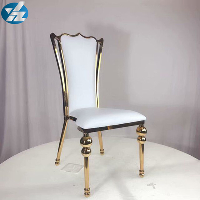 Weißes schwarzes königliches Kronen-Stuhl-Hochzeits-Bankett-Stuhl-Edelstahl-Gold ringsum Stuhl-Beine