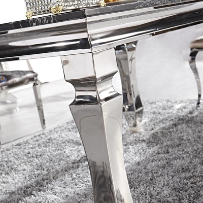 Marmormodernes Luxus Speisetisch prismatische Sitzer-Hauptmöbel-Silber des Tischbein-8