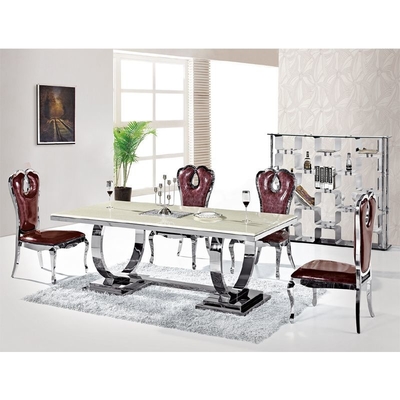 Silberner Luxussitzer-ausgeglichene Glasplatte des komfort-150X90X75 des Speisetisch-6