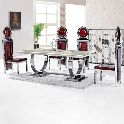 Silberner Luxussitzer-ausgeglichene Glasplatte des komfort-150X90X75 des Speisetisch-6