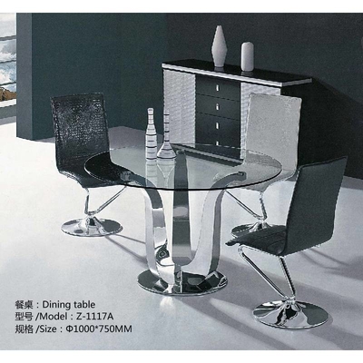 Antikes bezauberndes silbernes modernes Luxus Speisetisch Speisetisch der Glasplatte-D150XH75