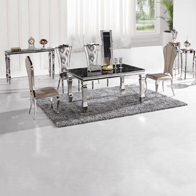 Marmormodernes Luxus Speisetisch prismatische Sitzer-Hauptmöbel-Silber des Tischbein-8